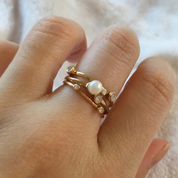 Pearl & crystal stacking rings - Picture 4 of 4